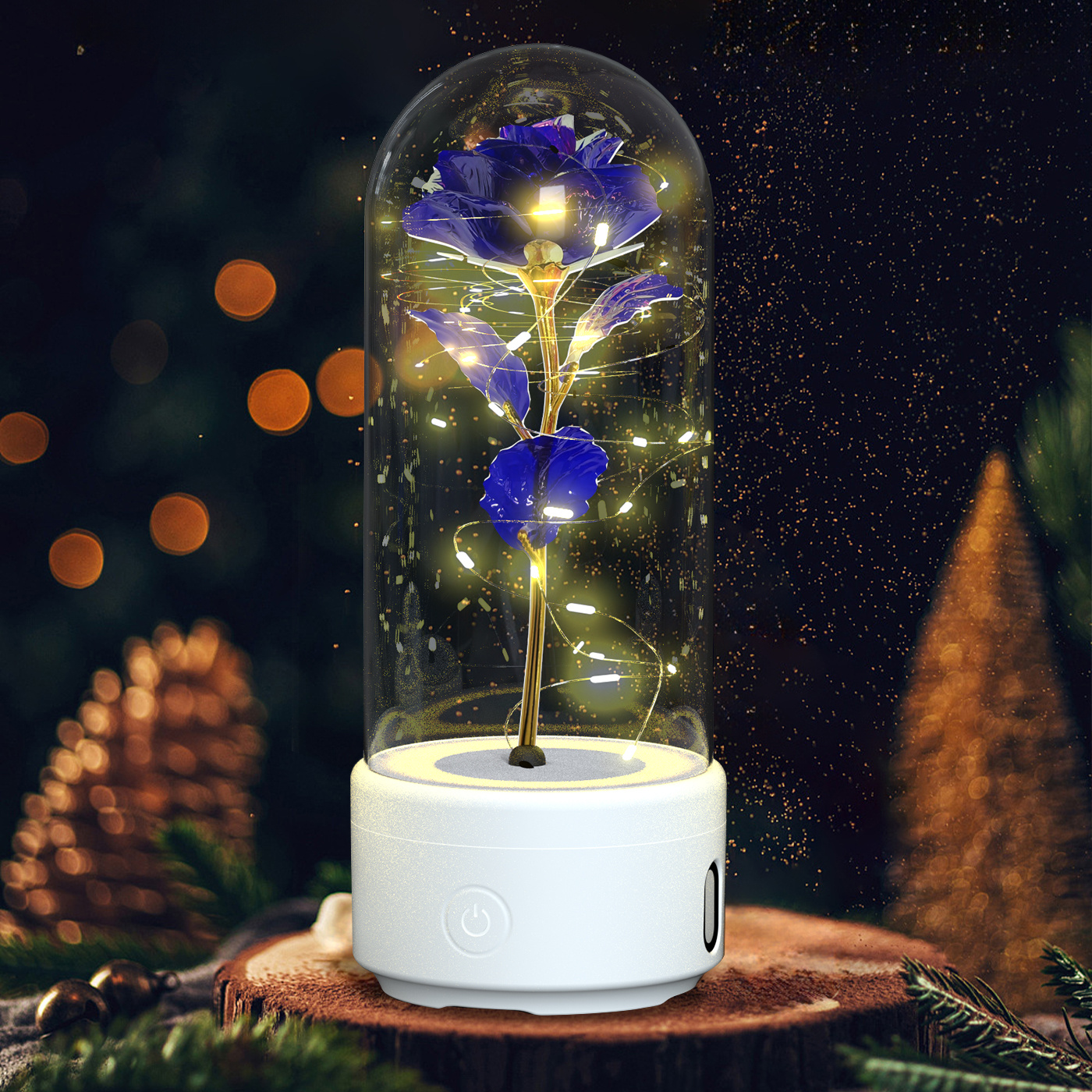 Creative 2 In 1 Rose Flowers LED Light And Bluetooth-compatible Speaker Valentine's Day Gift Rose Luminous Night Light Ornament In Glass Cover - image 12