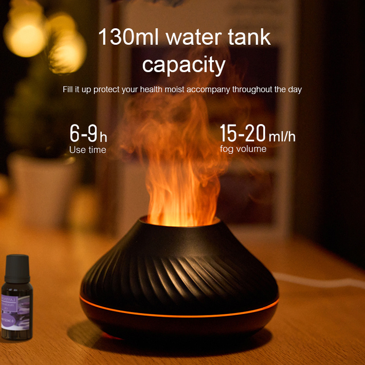 Newest RGB Flame Aroma Diffuser 130Ml 3d Colorful Flame Humidifier Fire Volcano Diffuser Flame - image 4