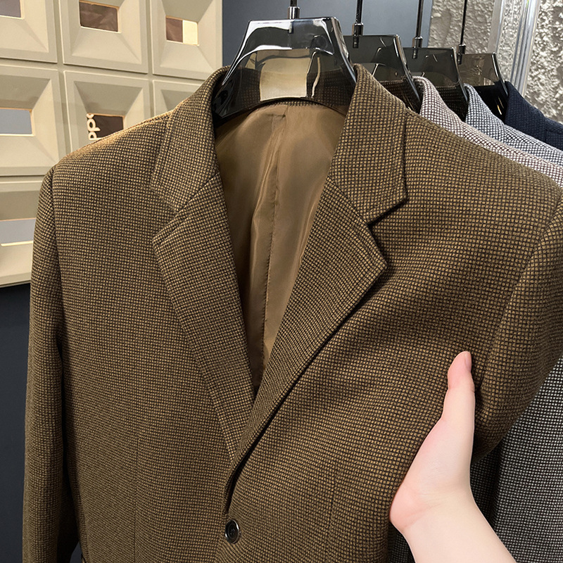 Lightly Mature-style Casual Mens Heavy Wool Suit For Spring And Autumn - image 26