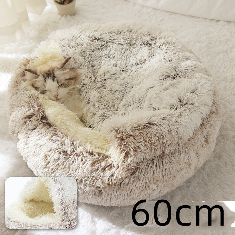2 In 1 Dog And Cat Bed Pet Winter Bed Round Plush Warm Bed House Soft Long Plush Pets Bed Pet Products - image 84