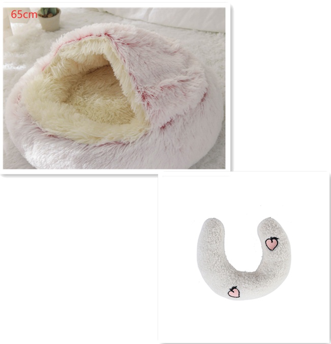 2 In 1 Dog And Cat Bed Pet Winter Bed Round Plush Warm Bed House Soft Long Plush Pets Bed Pet Products - image 47