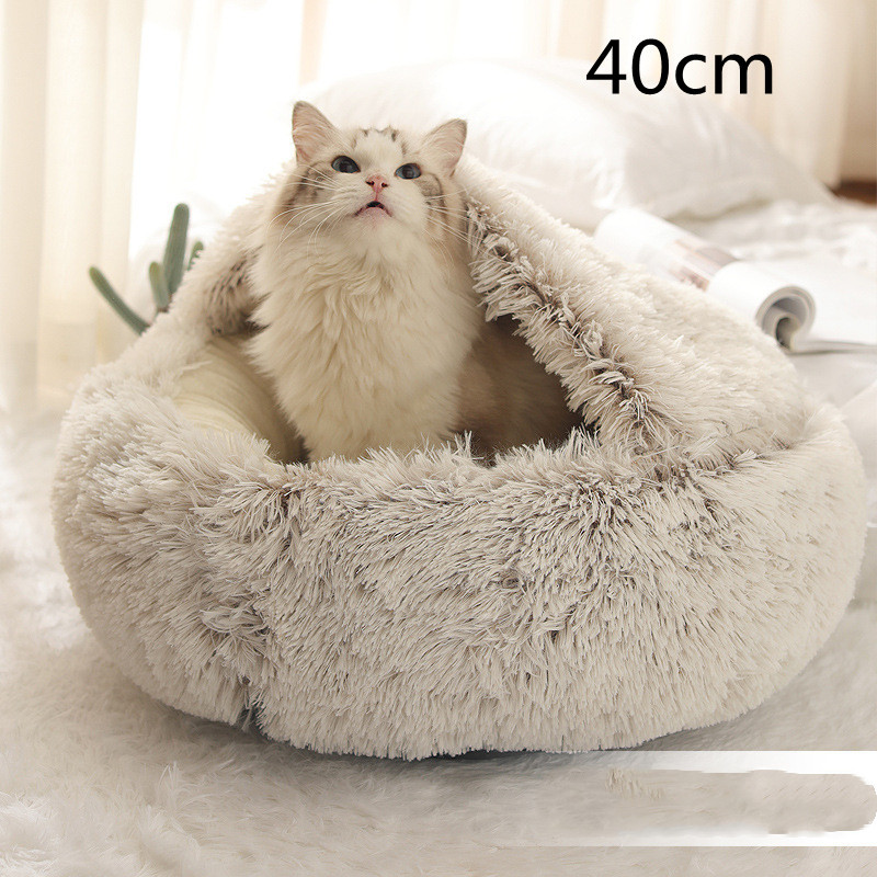 2 In 1 Dog And Cat Bed Pet Winter Bed Round Plush Warm Bed House Soft Long Plush Pets Bed Pet Products - image 23