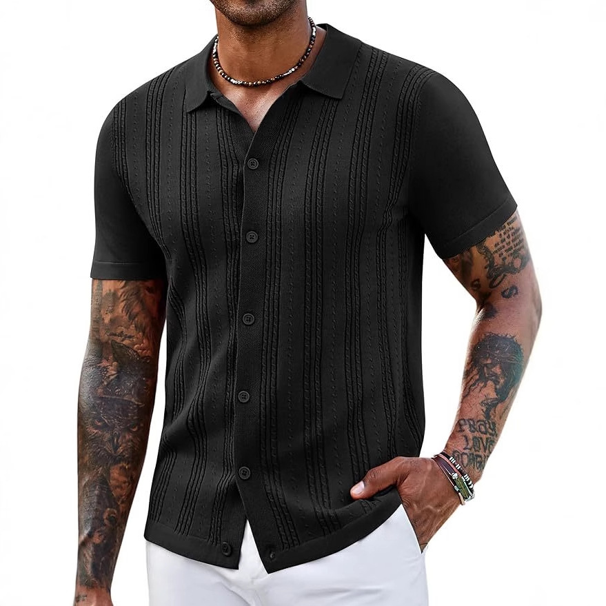 Fashionable Striped Hollow-Out Knitted Sweater For Men - image 90