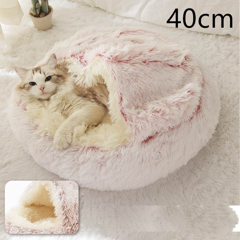 2 In 1 Dog And Cat Bed Pet Winter Bed Round Plush Warm Bed House Soft Long Plush Pets Bed Pet Products - image 16