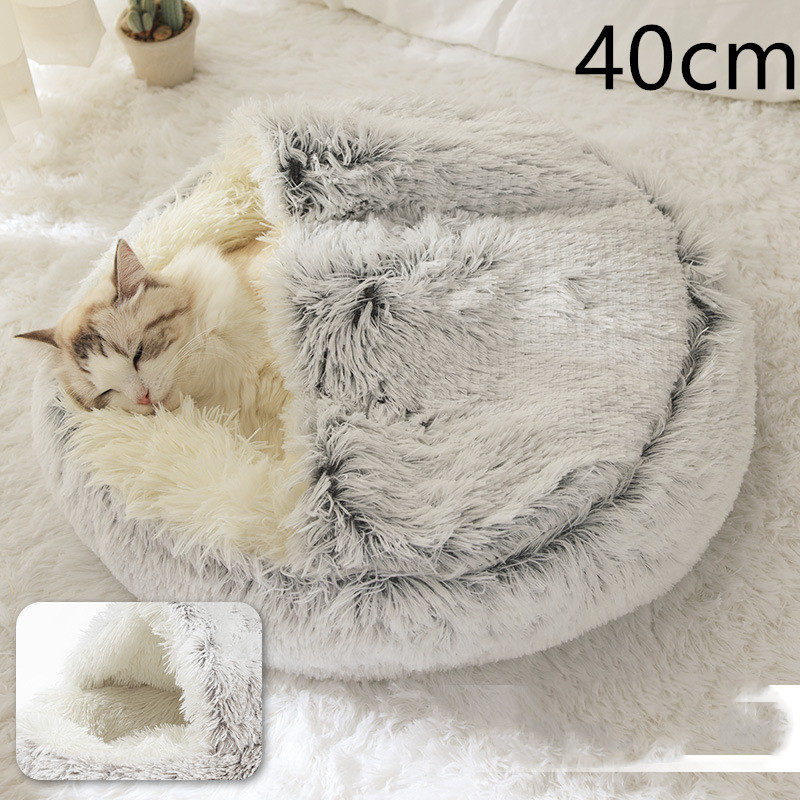 2 In 1 Dog And Cat Bed Pet Winter Bed Round Plush Warm Bed House Soft Long Plush Pets Bed Pet Products - image 18