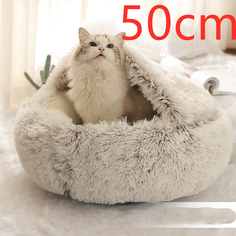 2 In 1 Dog And Cat Bed Pet Winter Bed Round Plush Warm Bed House Soft Long Plush Pets Bed Pet Products - image 17