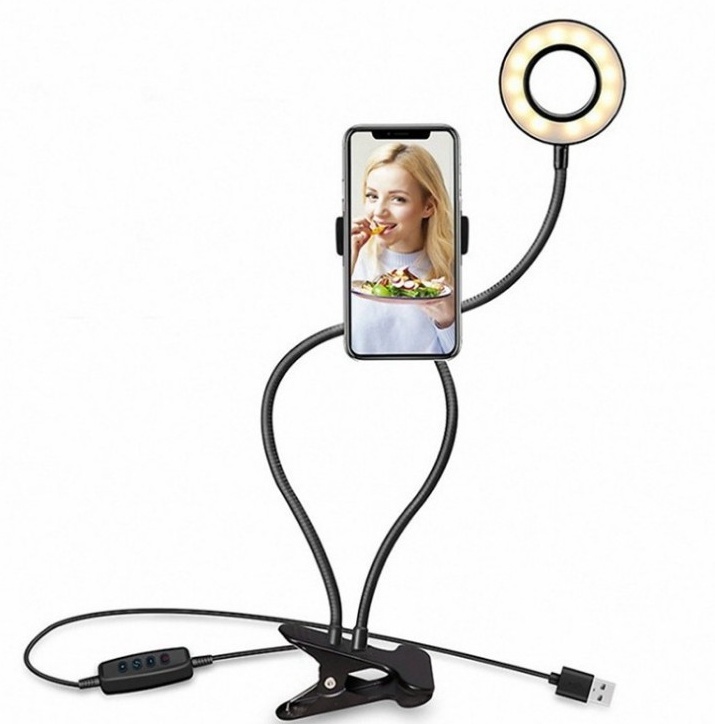 LED Selfie Ring Light for Live Adjustable Makeup Light-8cm Stand - image 3