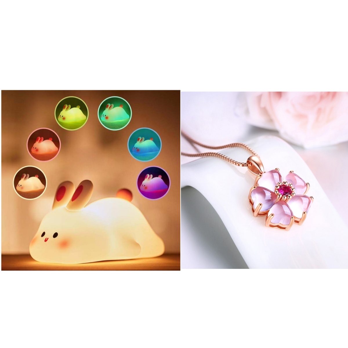 Cute LED Night Light Touch Sensor Cartoon Kid's Nightlights Big Face Rabbit Silicone Night Light Christmas Gift Bedside Lamp Home Decor - image 11