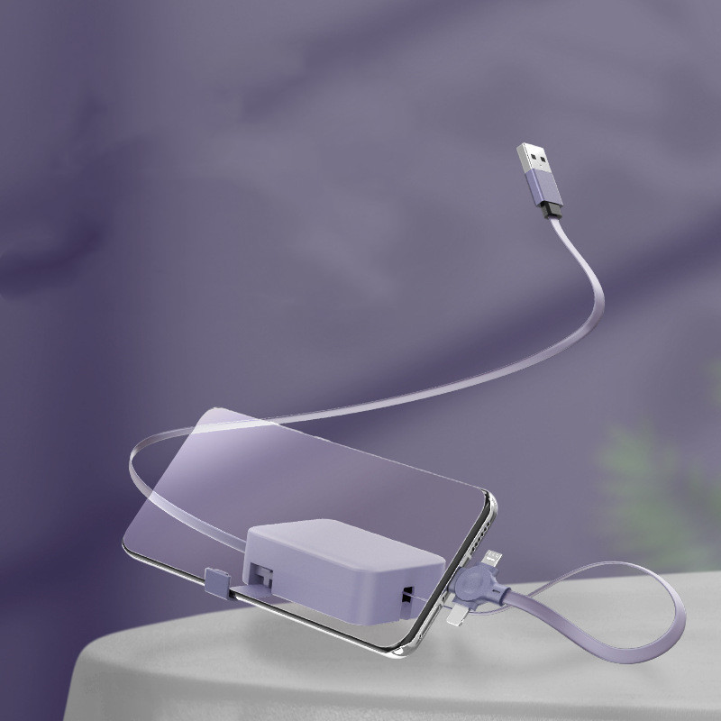 4 In 1 Retractable USB Cable Creative Macaron Type C Micro Cable For I Phone With Phone Stand Charging Data Cable Line Storage Box - image 12