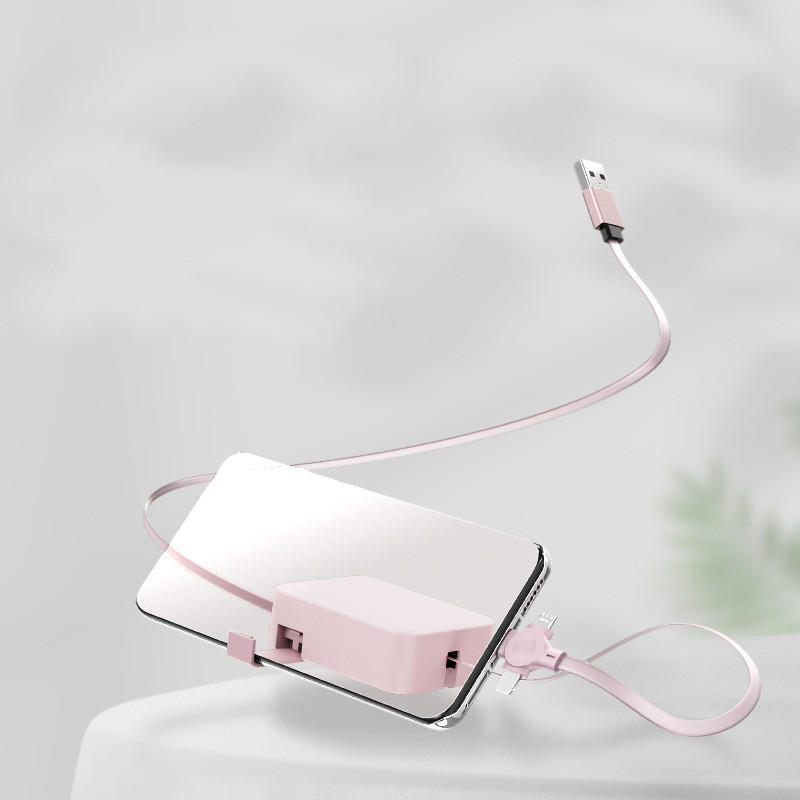 4 In 1 Retractable USB Cable Creative Macaron Type C Micro Cable For I Phone With Phone Stand Charging Data Cable Line Storage Box - image 11
