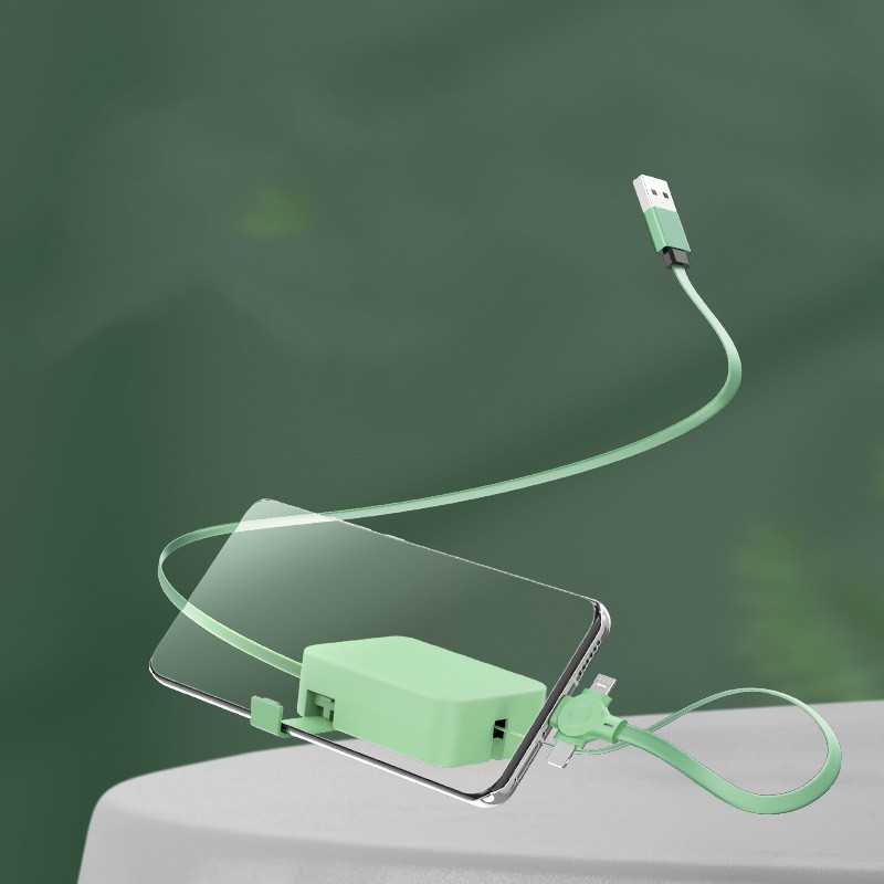 4 In 1 Retractable USB Cable Creative Macaron Type C Micro Cable For I Phone With Phone Stand Charging Data Cable Line Storage Box - image 14