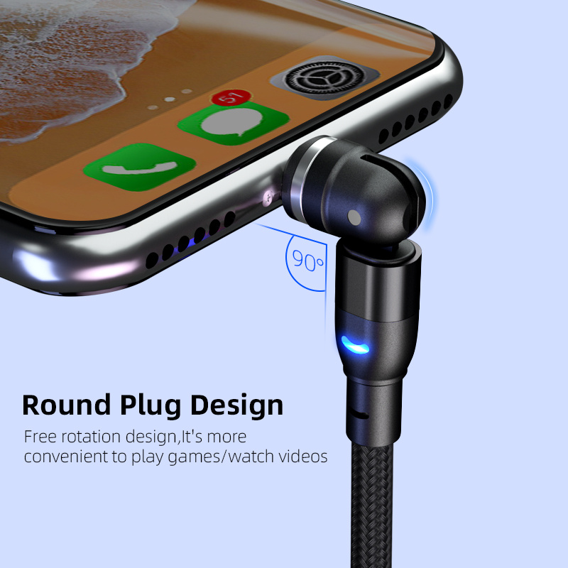 Data Cable 540 Degree Blind Suction Round Magnetic Charging Cable Three-in-one Bent Magnetic Cable - image 5