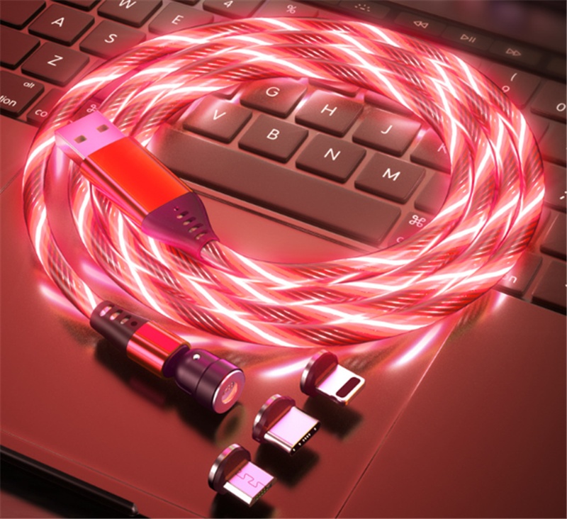 540 Rotate Luminous Magnetic Cable 3A Fast Charging Mobile Phone Charge Cable For LED Micro USB Type C For I Phone Cable - image 10