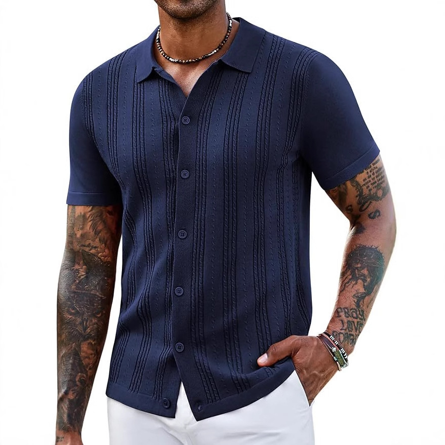 Fashionable Striped Hollow-Out Knitted Sweater For Men - image 2