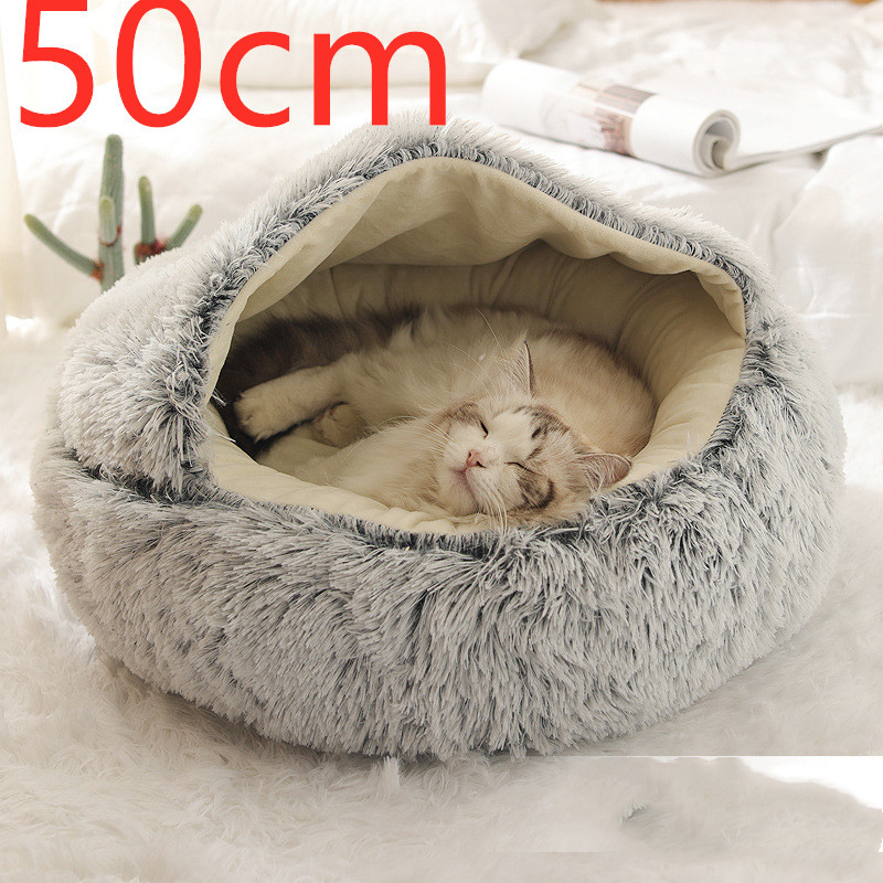 2 In 1 Dog And Cat Bed Pet Winter Bed Round Plush Warm Bed House Soft Long Plush Pets Bed Pet Products - image 24