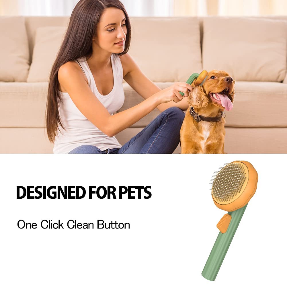 Pet Pumpkin Brush, Pet Grooming Self Cleaning Slicker Brush For Dogs Cats Puppy Rabbit, Cat Brush Grooming Gently Removes Loose Undercoat, Mats Tangled Hair Slicker Brush - image 4