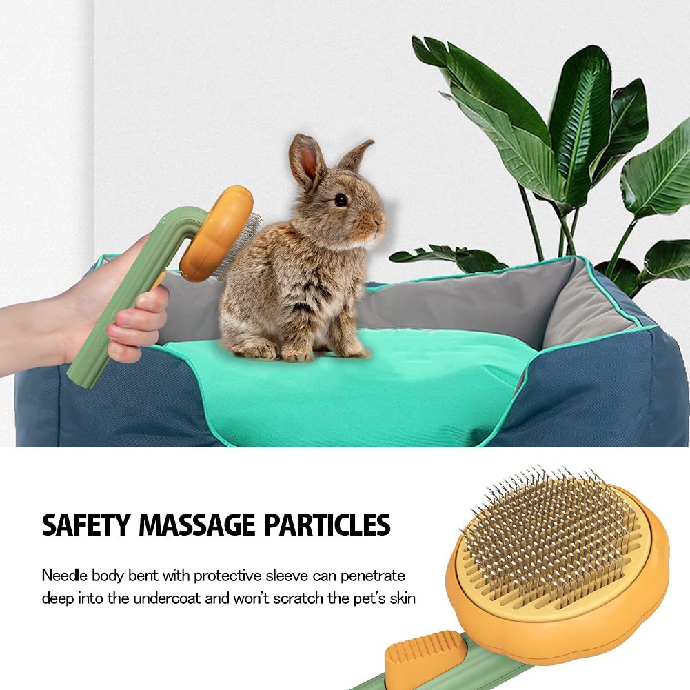 Pet Pumpkin Brush, Pet Grooming Self Cleaning Slicker Brush For Dogs Cats Puppy Rabbit, Cat Brush Grooming Gently Removes Loose Undercoat, Mats Tangled Hair Slicker Brush - image 6