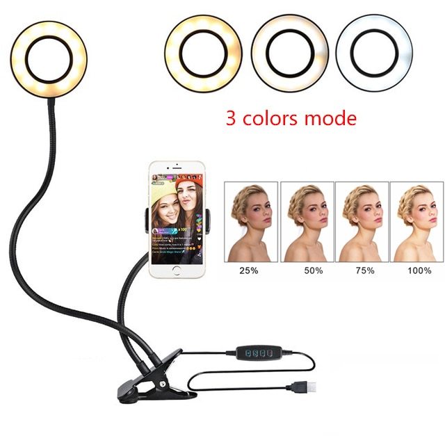 LED Selfie Ring Light for Live Adjustable Makeup Light-8cm Stand - image 2