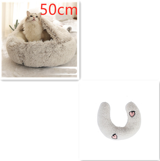 2 In 1 Dog And Cat Bed Pet Winter Bed Round Plush Warm Bed House Soft Long Plush Pets Bed Pet Products - image 75