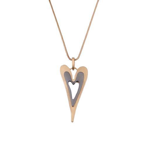 High-end Autumnwinter Double-layer Heart-shaped Long Necklace - image 5