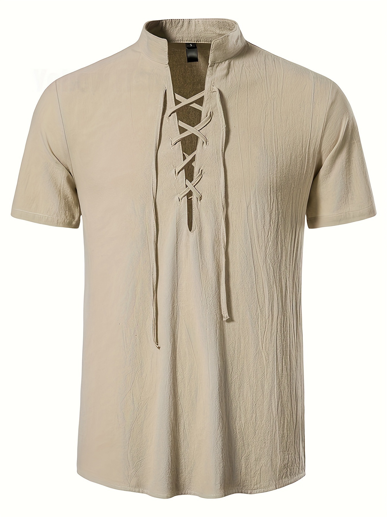 Mens Short-sleeve Casual Henley-neck Large-size Beach Shirt - image 23