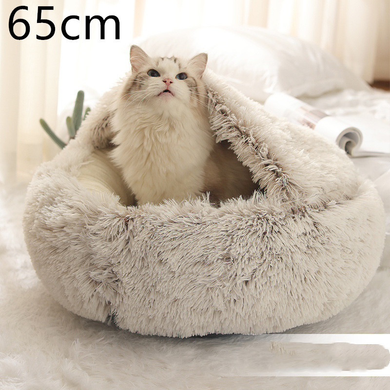 2 In 1 Dog And Cat Bed Pet Winter Bed Round Plush Warm Bed House Soft Long Plush Pets Bed Pet Products - image 31