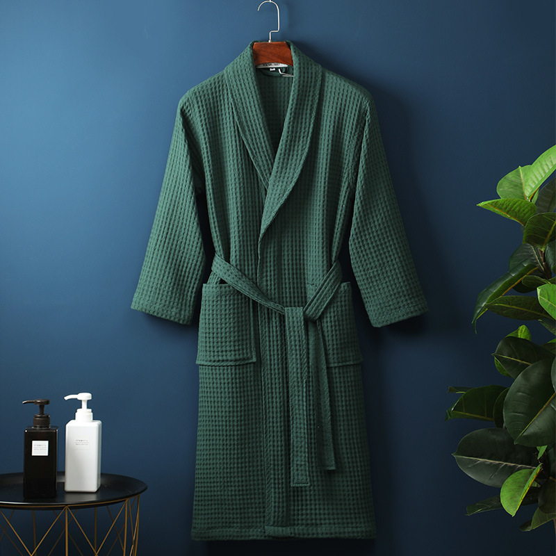 Pure Cotton Bathrobe Long Waffle All Cotton Nightgown - image 18