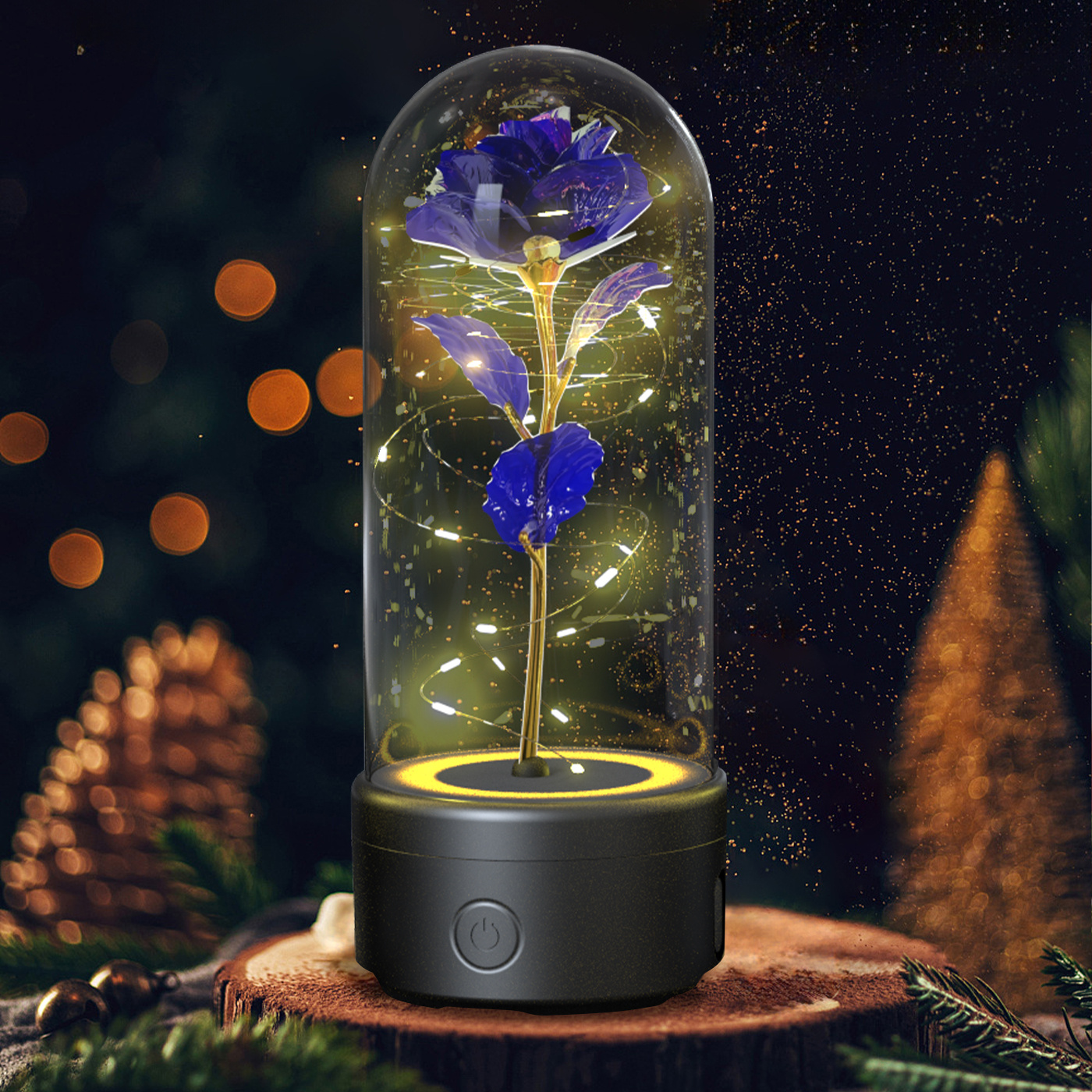 Creative 2 In 1 Rose Flowers LED Light And Bluetooth-compatible Speaker Valentine's Day Gift Rose Luminous Night Light Ornament In Glass Cover - image 18