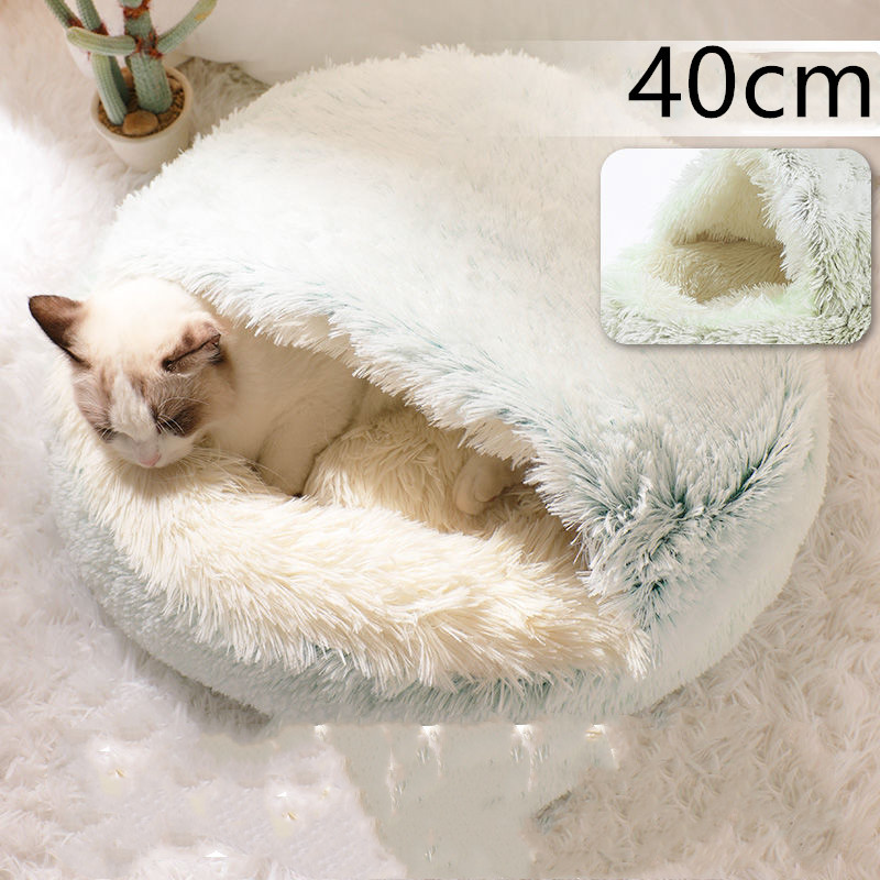 2 In 1 Dog And Cat Bed Pet Winter Bed Round Plush Warm Bed House Soft Long Plush Pets Bed Pet Products - image 29