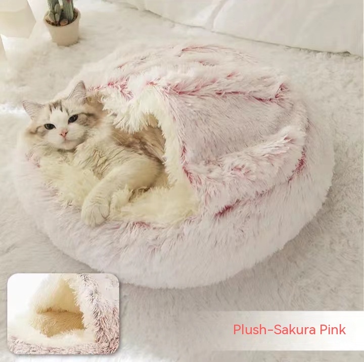2 In 1 Dog And Cat Bed Pet Winter Bed Round Plush Warm Bed House Soft Long Plush Pets Bed Pet Products - image 44