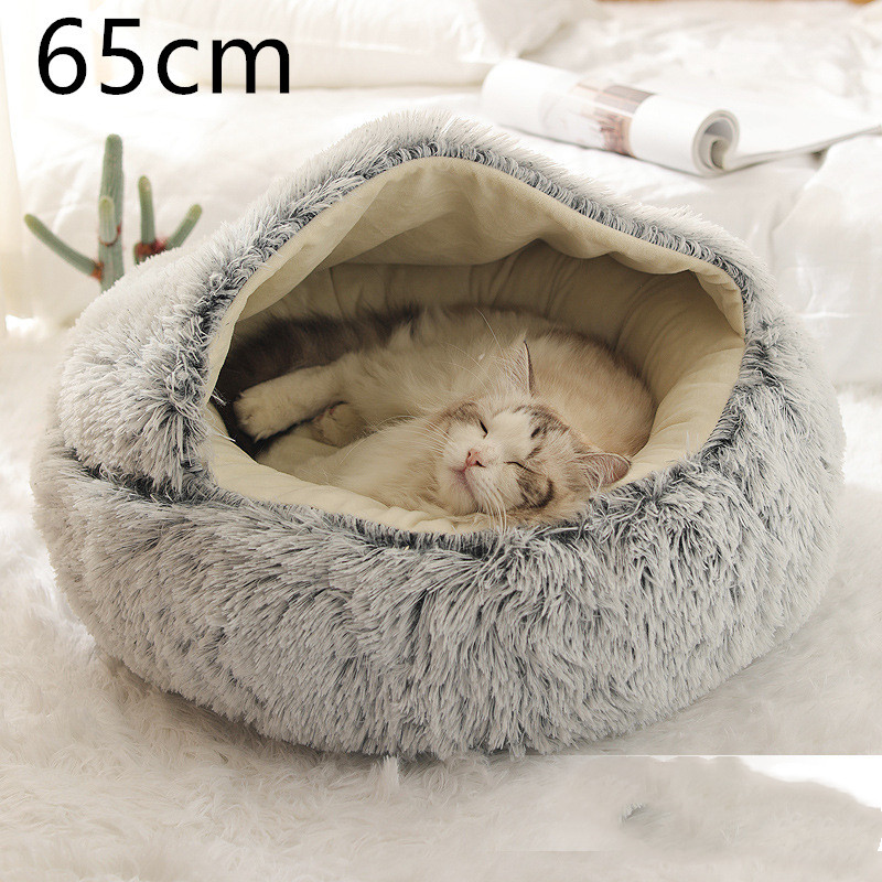 2 In 1 Dog And Cat Bed Pet Winter Bed Round Plush Warm Bed House Soft Long Plush Pets Bed Pet Products - image 21