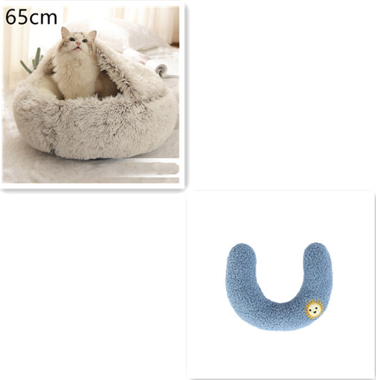 2 In 1 Dog And Cat Bed Pet Winter Bed Round Plush Warm Bed House Soft Long Plush Pets Bed Pet Products - image 69