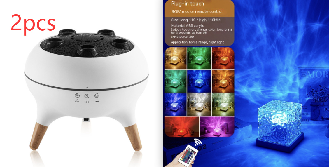 LED Water Ripple Ambient Night Light USB Rotating Projection Crystal Table Lamp RGB Dimmable Home Decoration 16 Color Gifts - image 12