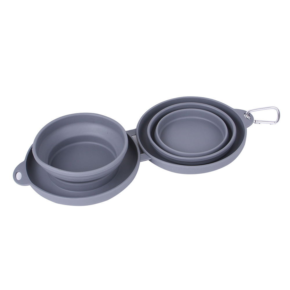 Rubber Foldable Double Bowl Pet Feeding Bowl Pets Supplies Dog Cat Bowls - image 10