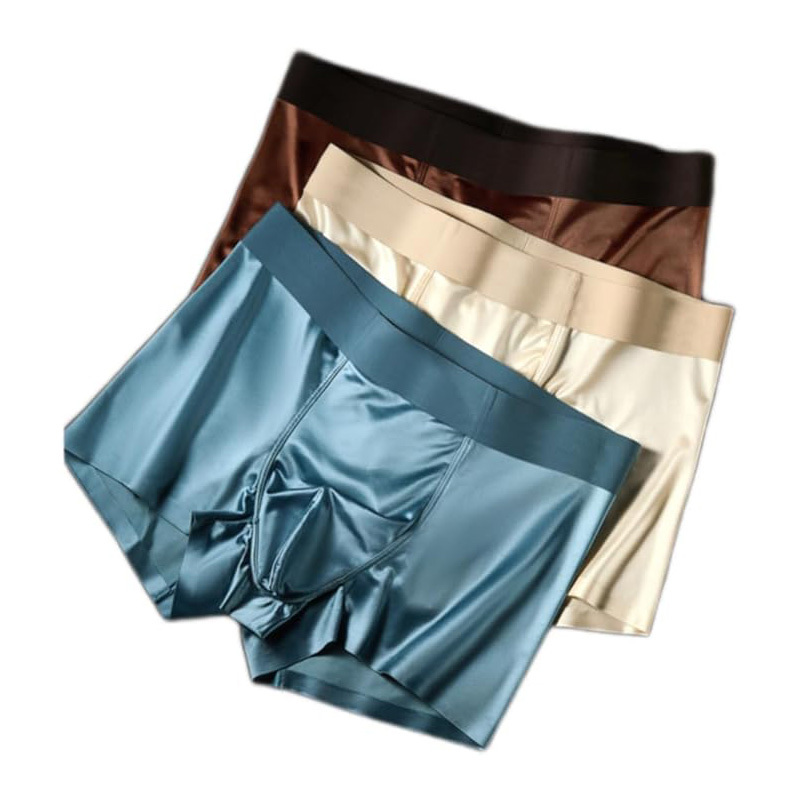 3pcs Satin Silk Boxer Briefs Mid Waist Underpants,Men's Light Luxury Satin Ice Silk Fashion Breathable Boxer Briefs, Silky Sexy Mens Underwear - image 2