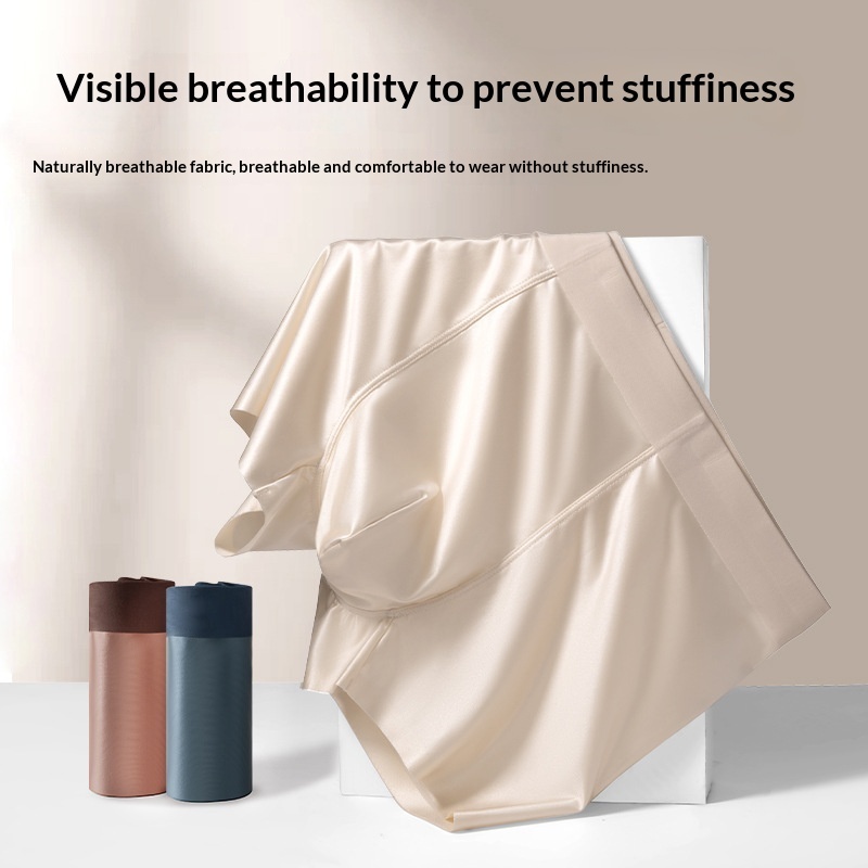 Light Luxury Satin Ice Silk High-End  Silk Antibacterial Mens Underwear - image 2