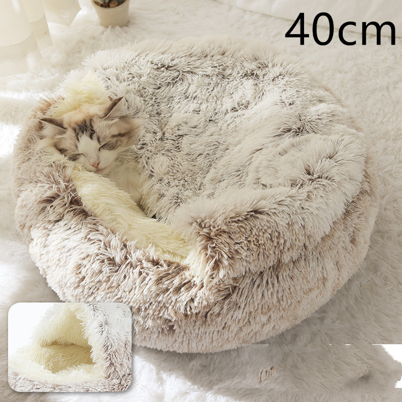 2 In 1 Dog And Cat Bed Pet Winter Bed Round Plush Warm Bed House Soft Long Plush Pets Bed Pet Products - image 83