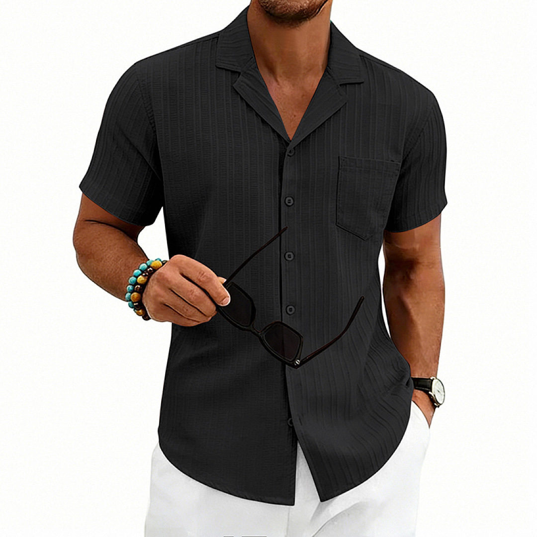 Mens Loose-Fit Plus-Size Cuban-Neck Casual Short-Sleeve Shirt - image 10