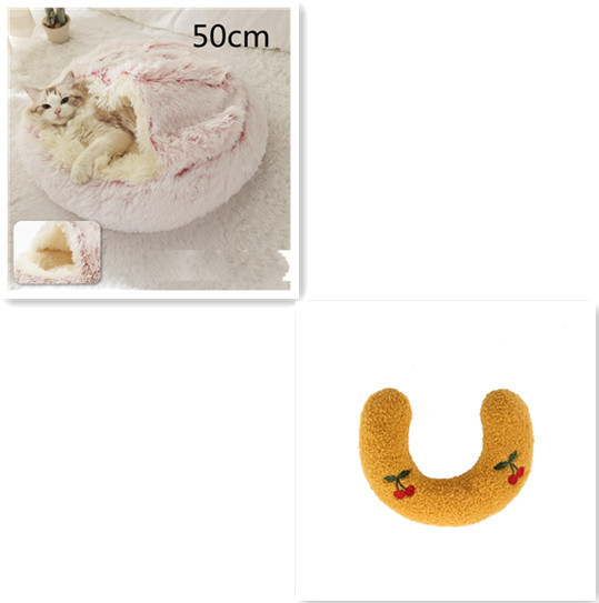 2 In 1 Dog And Cat Bed Pet Winter Bed Round Plush Warm Bed House Soft Long Plush Pets Bed Pet Products - image 52