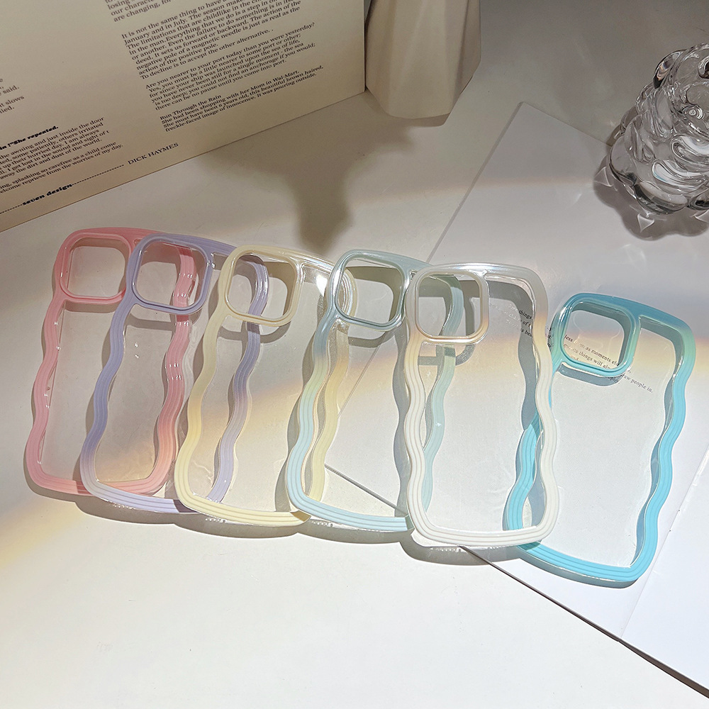 Wave Border Mobile Phone Case Solid Color Simple Candy Color - image 5