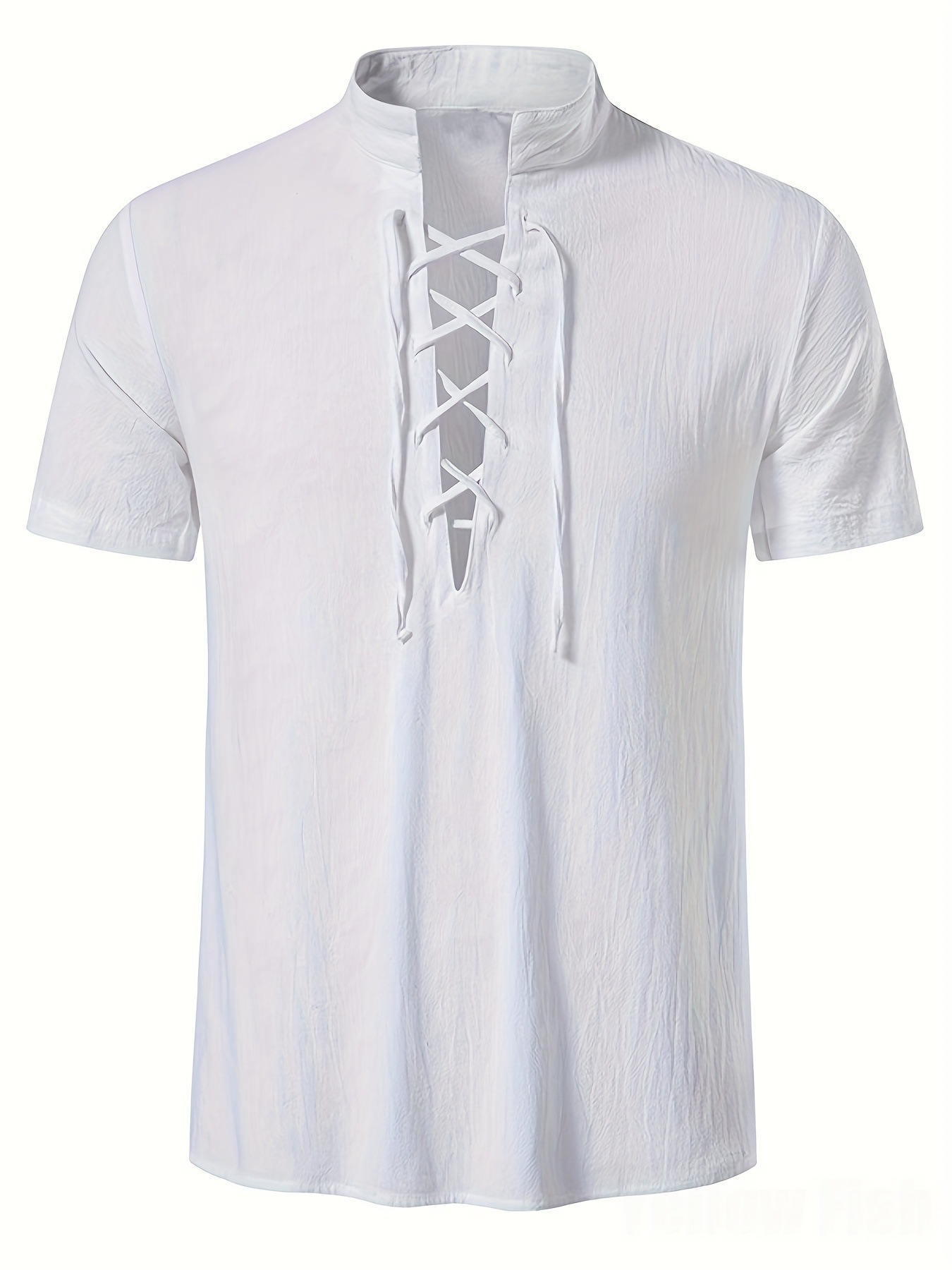 Mens Short-sleeve Casual Henley-neck Large-size Beach Shirt - image 41
