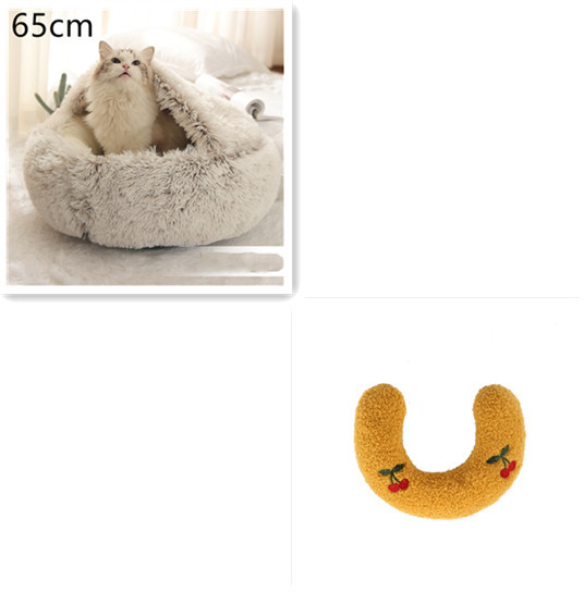 2 In 1 Dog And Cat Bed Pet Winter Bed Round Plush Warm Bed House Soft Long Plush Pets Bed Pet Products - image 72