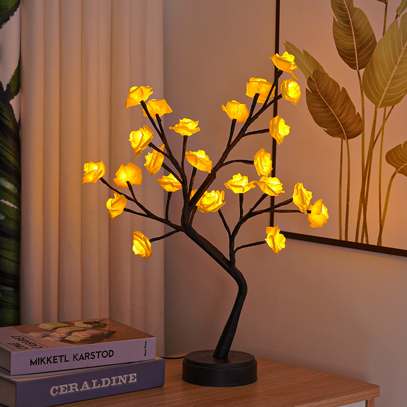 Table Lamp Flower Tree Rose Lamps Fairy Desk Night Lights USB Operated Gifts For Wedding Valentine Christmas Decoration - image 2