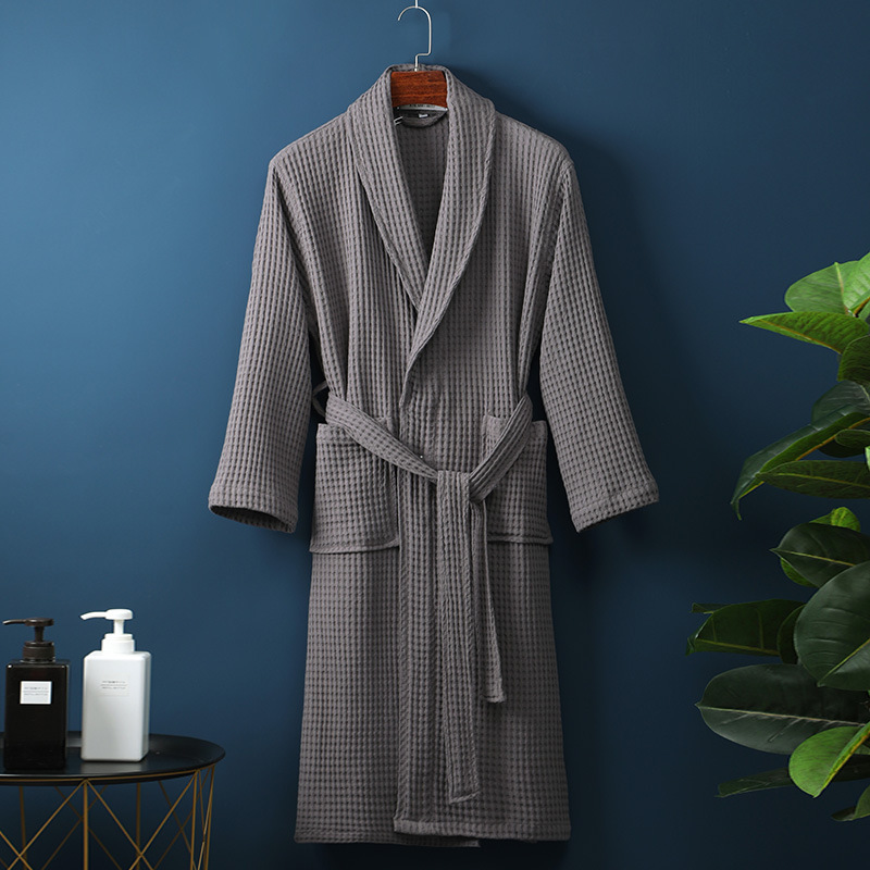 Pure Cotton Bathrobe Long Waffle All Cotton Nightgown - image 31