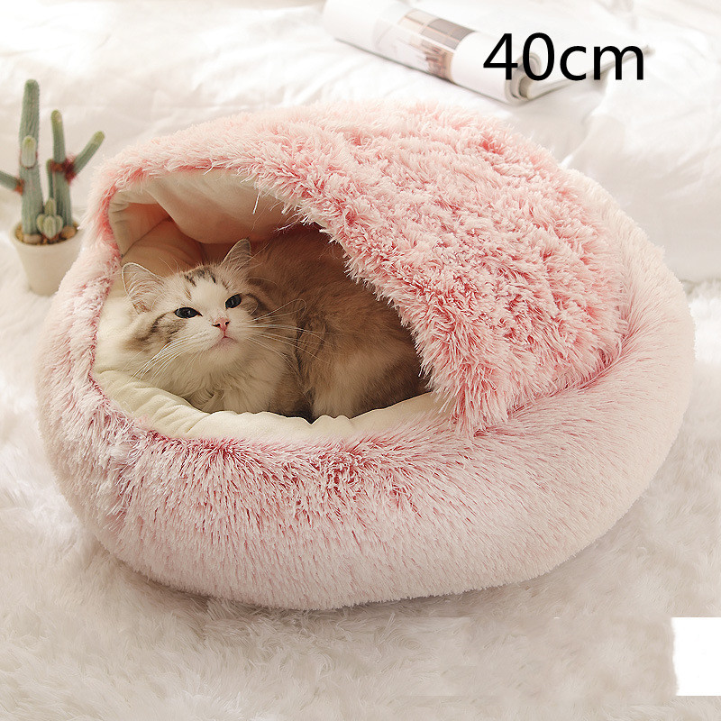 2 In 1 Dog And Cat Bed Pet Winter Bed Round Plush Warm Bed House Soft Long Plush Pets Bed Pet Products - image 14