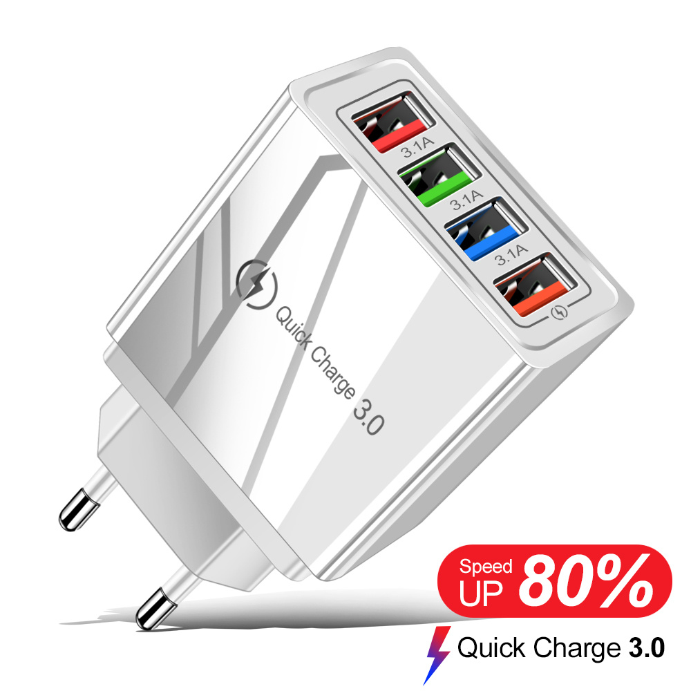 USB Charger Quick Charge 3.0 4 Phone Adapter For Tablet Portable Wall Mobile Charger Fast Charger - image 7