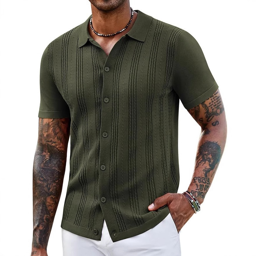Fashionable Striped Hollow-Out Knitted Sweater For Men - image 83