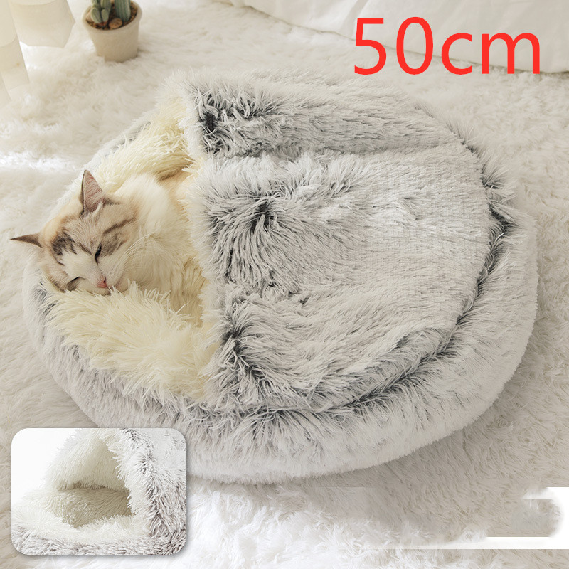 2 In 1 Dog And Cat Bed Pet Winter Bed Round Plush Warm Bed House Soft Long Plush Pets Bed Pet Products - image 20