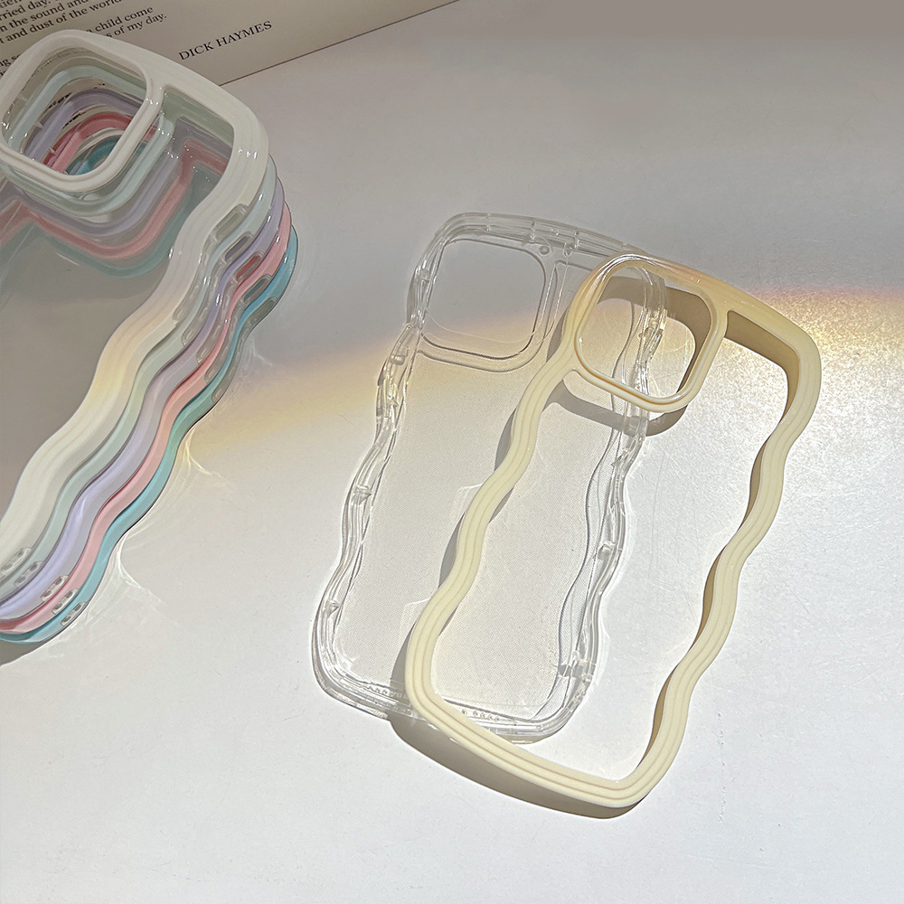 Wave Border Mobile Phone Case Solid Color Simple Candy Color - image 10