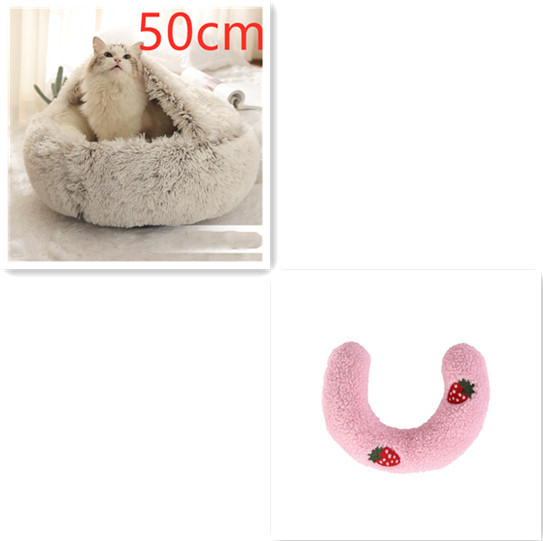 2 In 1 Dog And Cat Bed Pet Winter Bed Round Plush Warm Bed House Soft Long Plush Pets Bed Pet Products - image 74